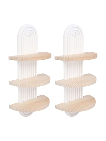 relaxdays 2 x Wandregal in Weiß/ Natur - (B)21,5 x (H)45 x (T)12 cm