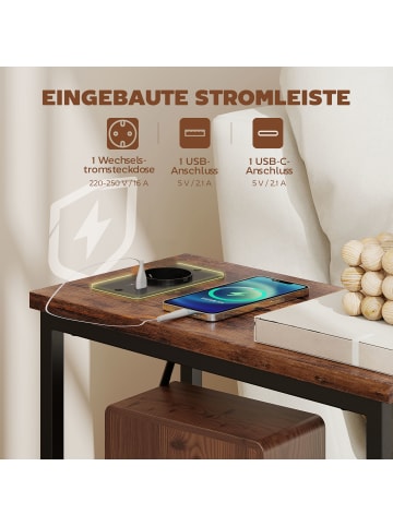 HOMCOM Beistelltisch in Rustikal-Braun 40L x 20B x 63H cm