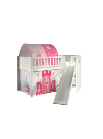 58 aufm Kessel KINDERBETT mit Rutsche Karyl Massivholz Weiß Textilset Princess 2