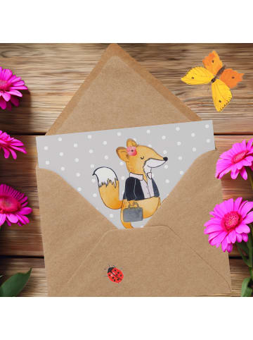 Mr. & Mrs. Panda Glückwunschkarte Anwältin Herz mit Spruch in Grau Pastell