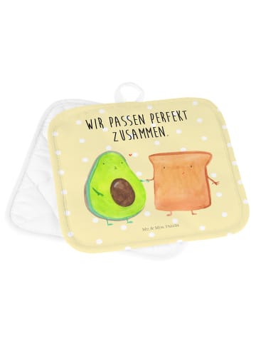 Mr. & Mrs. Panda 2er Set Topflappen  Avocado Toast mit Spruch in Gelb Pastell