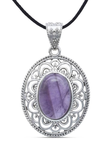 mantraroma 925er Silber - Kettenanhänger (L) 27 x (B) 45 mm mit Amethyst