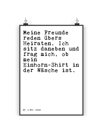 Mr. & Mrs. Panda Poster Meine Freunde reden übers... mit Spruch in Weiß
