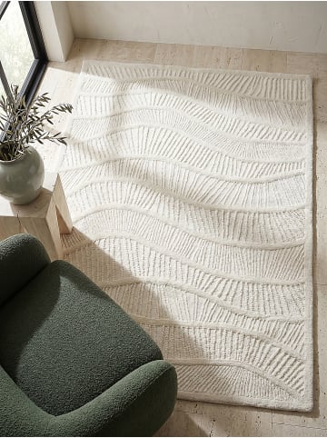 KADIMA DESIGN Wollteppich Kurzflor CARVE Abstrakt Handgetuftet Naturfaser Wohnzimmer in Natur