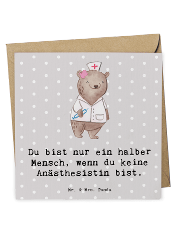 Mr. & Mrs. Panda Deluxe Karte Anästhesistin Herz mit Spruch in Grau Pastell