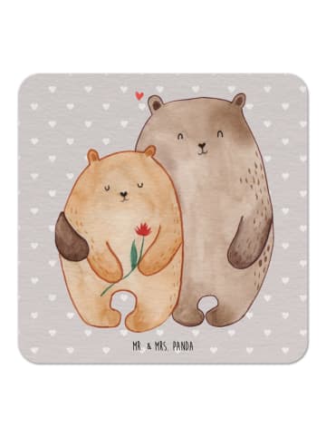 Mr. & Mrs. Panda Bierfilzl Bären Liebe ohne Spruch in Grau Pastell