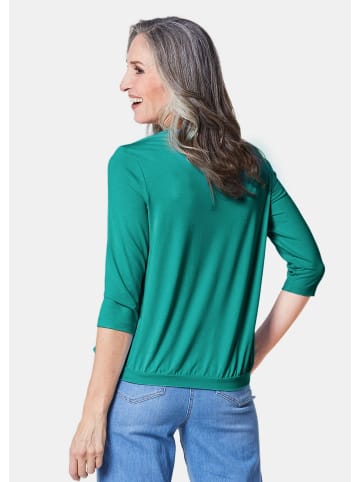 GOLDNER Chiffon-Shirt mit 3/4-Arm, Rundhals in smaragdgrün
