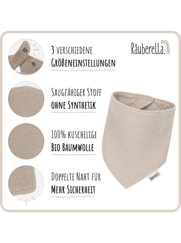 Räuberella 3er Set Musselin Lätzchen in Flieder, Rosa & Beige - 35 x 18cm