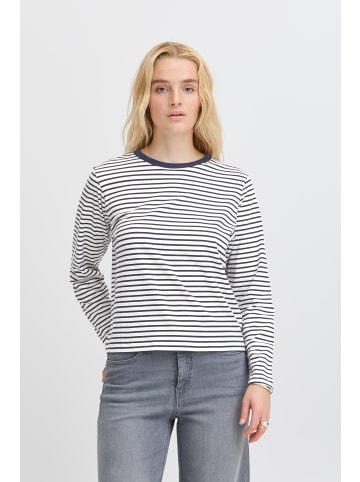 ICHI Langarm-Shirt IHMIRA Loose fit in Cloud Dancer w. Total Eclipse