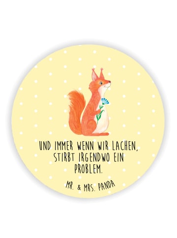 Mr. & Mrs. Panda Kühlschrankmagnet Eichhörnchen Blume mit Spruch in Gelb Pastell