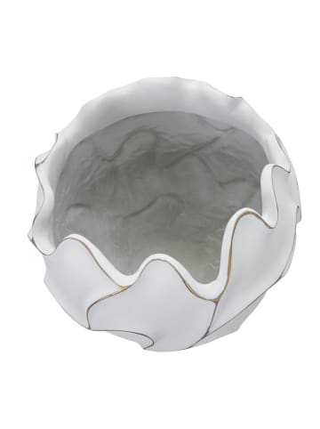 Mauro Ferretti Weißer Übertopf aus Kunstharz mit geprägten Verzierungen, Ø 44 x 37 cm