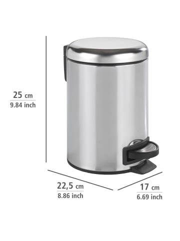 Wenko Badkorb LEMAN SHINY, Müllbehälter, 3 l in Silbern, (B) 23 x (H) 25 cm