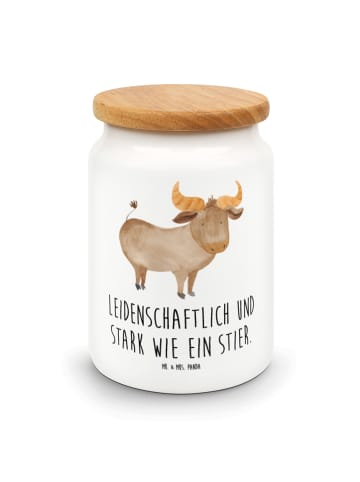 Mr. & Mrs. Panda Lebensmittelbehälter Sternzeichen Stier mit Spruch in Weiß