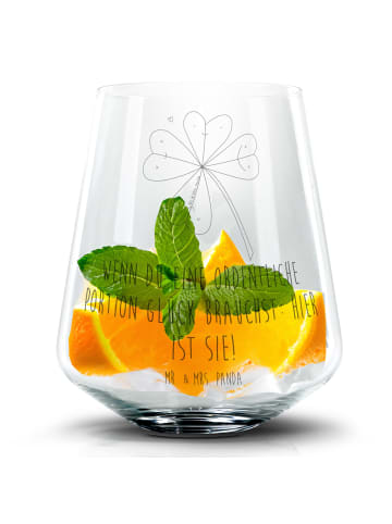 Mr. & Mrs. Panda Cocktail Glas Blume Kleeblatt mit Spruch in Transparent