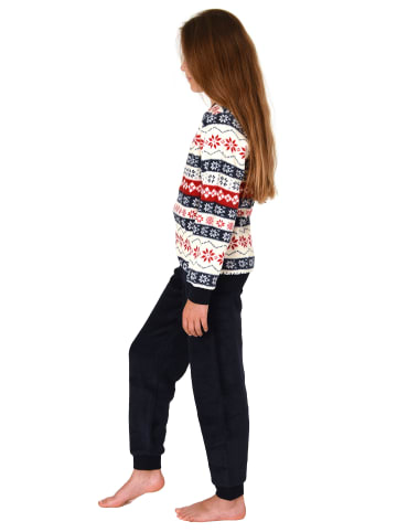 NORMANN Kinde langarm Schlafanzug Pyjama Bündchen Norweger Coralfleece - 76978 in rosa