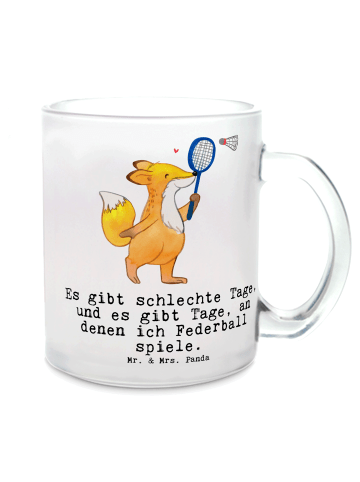 Mr. & Mrs. Panda Teetasse Fuchs Federball spielen mit Spruch in Transparent