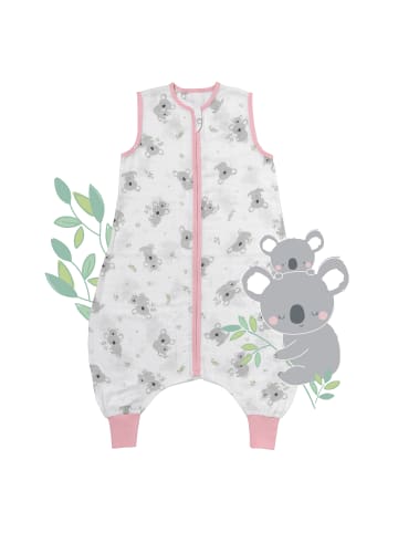 Schlummersack Musselin Schlafsack mit Füßen, 0.5 TOG in Rosa-Weiß