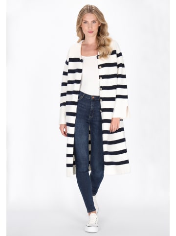DreiMaster Maritim Women Cardigan in offwhite dark navy
