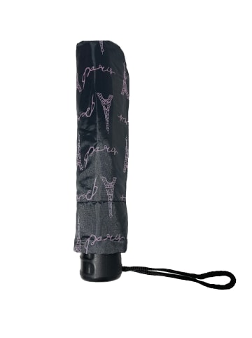 ANELY Kleiner Regenschirm Paris Gemustert Taschenschirm in Schwarz-Lila