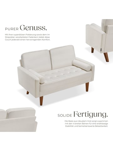 tectake Sofa Skagen, 135 x 76 x 85 cm, Samtoptik creme