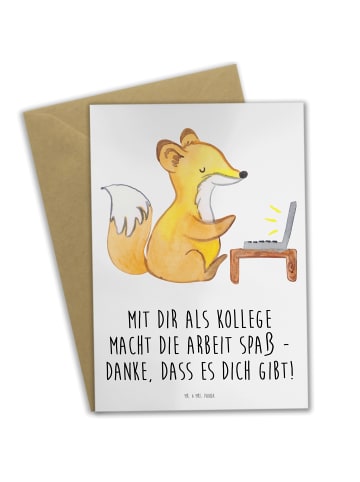 Mr. & Mrs. Panda Klappkarte Kollege Freude mit Spruch in Weiß