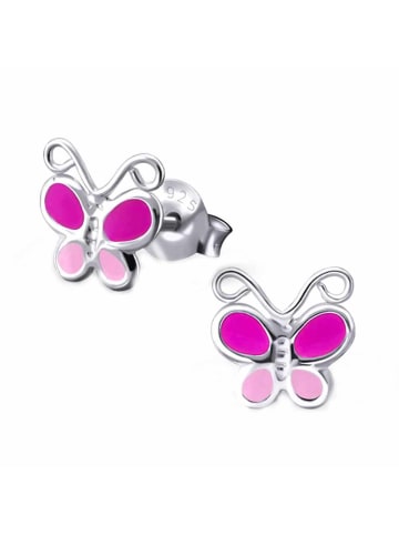 schmuck23 Ohrringe 925 Silber Schmetterling in Pink