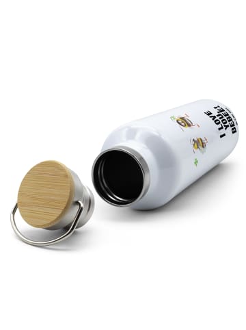 Mr. & Mrs. Panda Trinkflasche Edelstahl Bienen Paar mit Spruch in Weiß