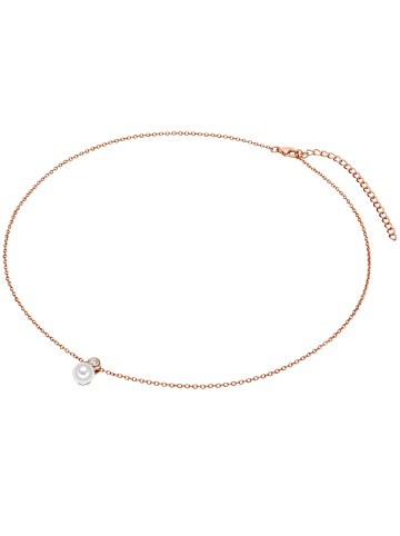 Valero Pearls Halskette Sterling Silber Zirkonia Süßwasser-Zuchtperle in roségold