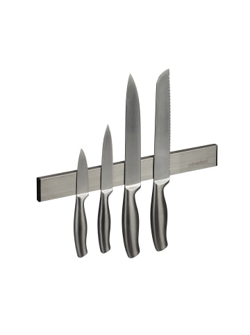 relaxdays Magnetleiste in Silber/ Schwarz - (B)30 x (H)4 x (T)1 cm