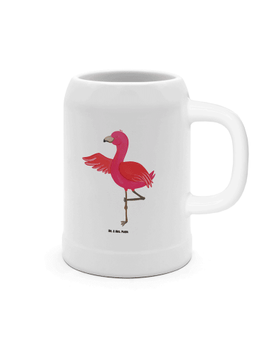 Mr. & Mrs. Panda Bierbecher Flamingo Yoga ohne Spruch in Weiß