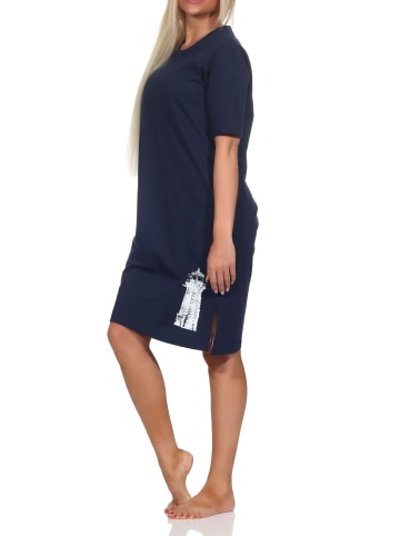 NORMANN Kurzarm Nachthemd Maritimer Look in marine