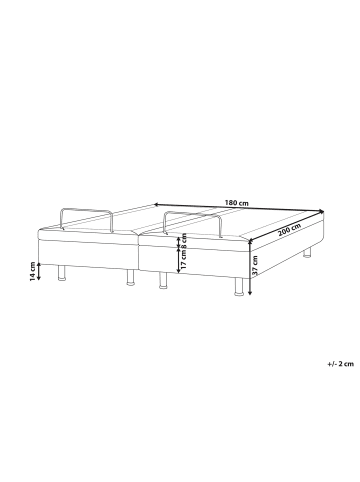 Beliani Doppelbett CASTELLAN in Grau/Schwarz - (W) 180 x (H) 37 x (L) 200 cm