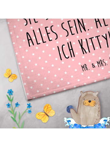 Mr. & Mrs. Panda Handtuch Einhorn Katze mit Spruch in Rot Pastell