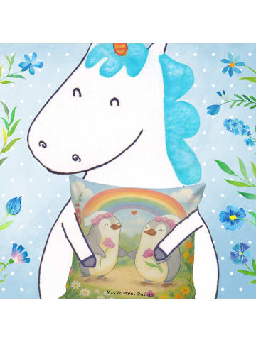 Mr. & Mrs. Panda Kuschelkissen Pinguine Lesbian Pride Design ohn... in Weiß