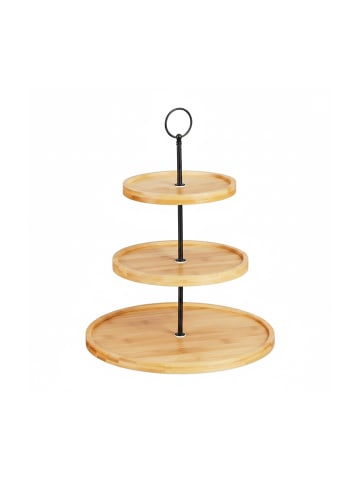 relaxdays Etagere in Natur/ schwarz - (H)36 x Ø 28 cm
