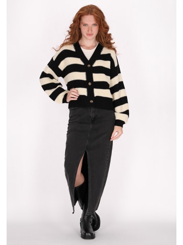 DreiMaster Damen Cardigan in Schwarz Creme Streifen