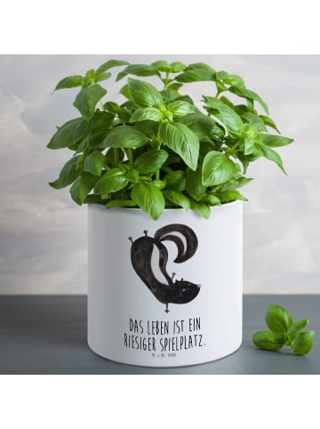 Mr. & Mrs. Panda Keramiktopf Stinktier Handstand mit Spruch in Weiß