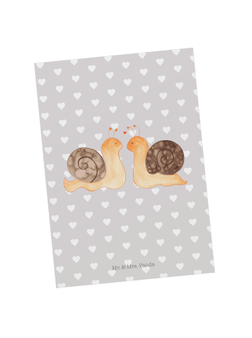 Mr. & Mrs. Panda Ansichtskarte Schnecken Liebe ohne Spruch in Grau Pastell