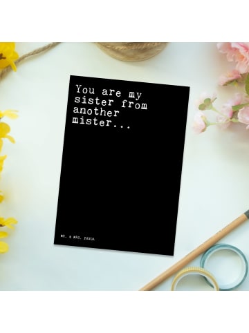 Mr. & Mrs. Panda Ansichtskarte You are my sister... mit Spruch in Schwarz
