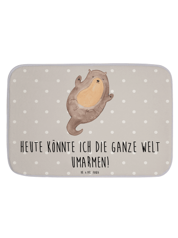 Mr. & Mrs. Panda Badteppich Otter Umarmen mit Spruch in Grau Pastell