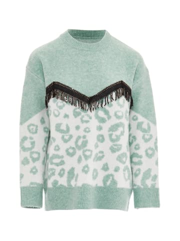 IMANE Damen Strickpullover in Lagune Wollweiss