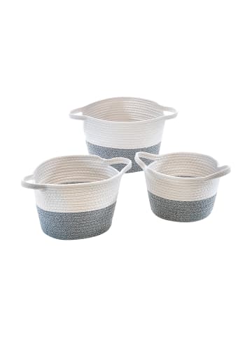 kobolo 3tlg. Set Aufbewahrungskorb COTTONRND3 in Grau