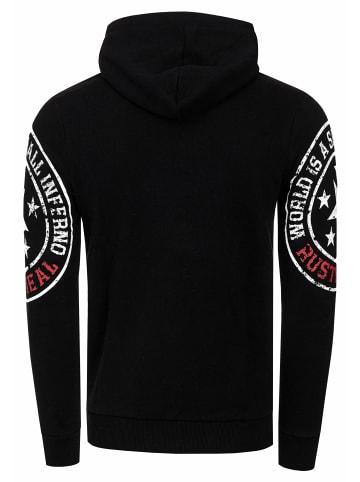 Rusty Neal Streetwear Kapuzen-Pullover mit Prints in Schwarz