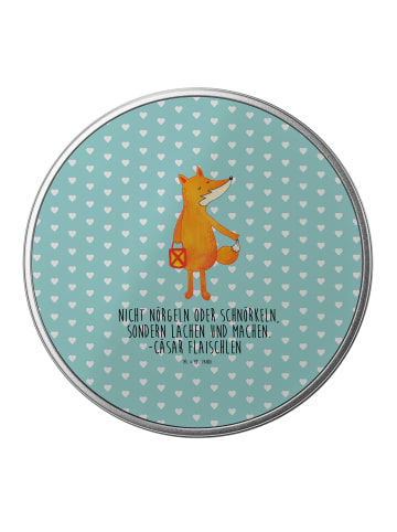 Mr. & Mrs. Panda Blechdose Fuchs Laterne mit Spruch in Türkis Pastell