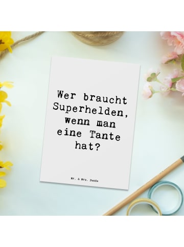 Mr. & Mrs. Panda Postkarte Lieblings-Tante mit Spruch in Weiß