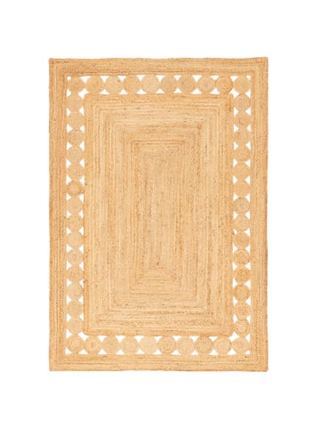 Pergamon Naturfaser Teppich Jute Salsa Ethno Bordüre in Beige