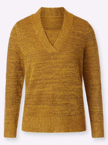 WITT WEIDEN Bouclé-Pullover in ocker-schwarz-meliert