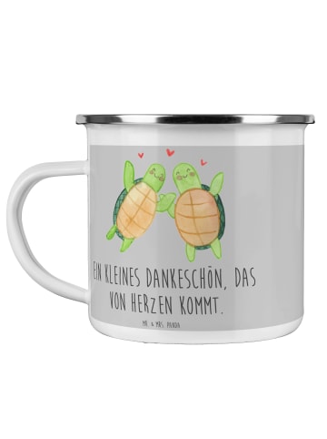 Mr. & Mrs. Panda Camping Emaille Tasse Gastgeschenke Dankeschön ... in Heather Grey