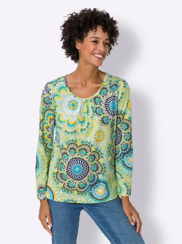 Sieh an! Rundhalsshirt in pistazie-türkis-bedruckt