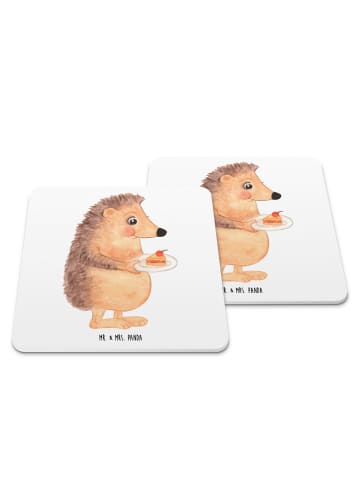 Mr. & Mrs. Panda Bierdeckel Igel Kuchenstück ohne Spruch in Weiß
